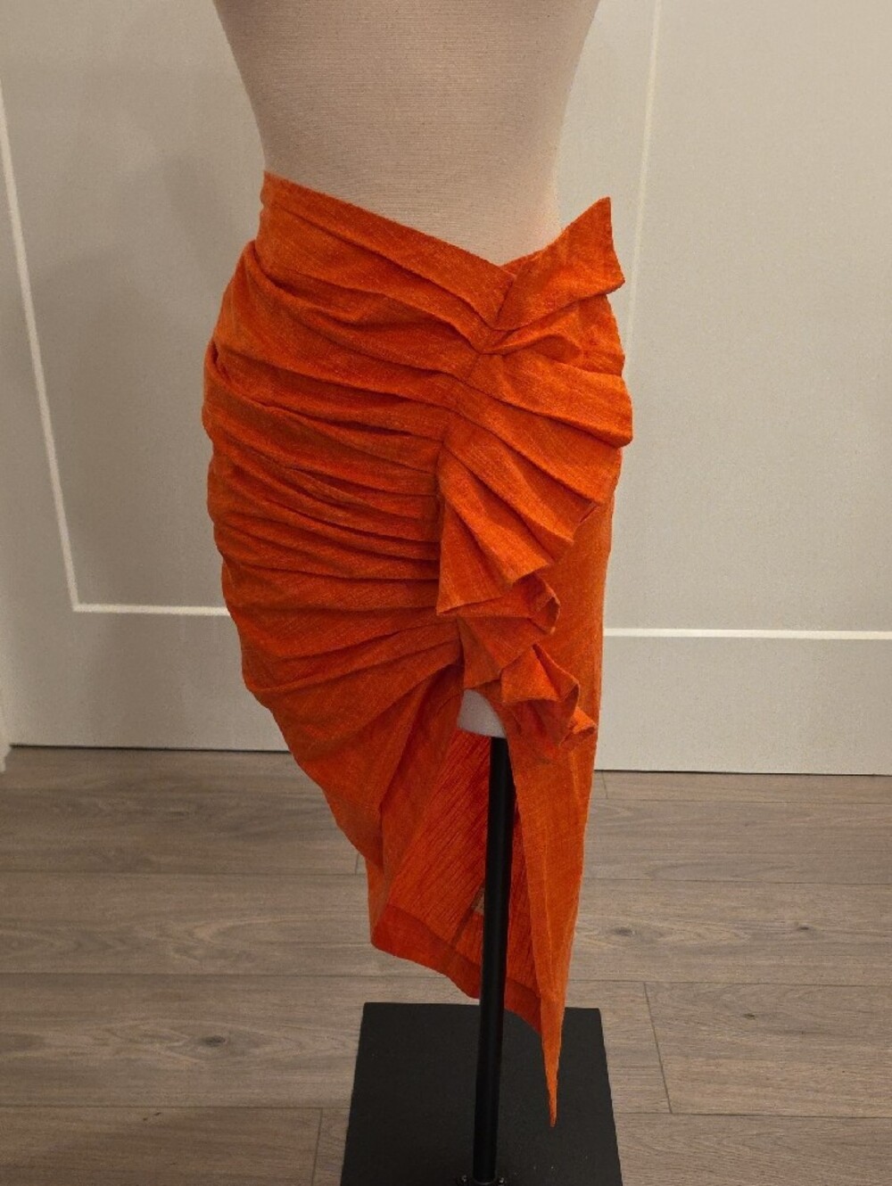 Just Bee Queen Ruched Asymmetric High-Low Skirt in Orange size XS like new - Picture 2 of 8